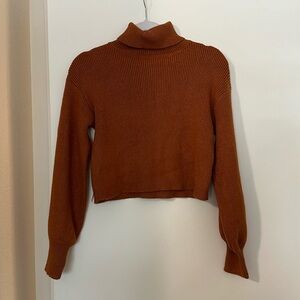 Cropped Turtleneck Sweater - Burnt Orange